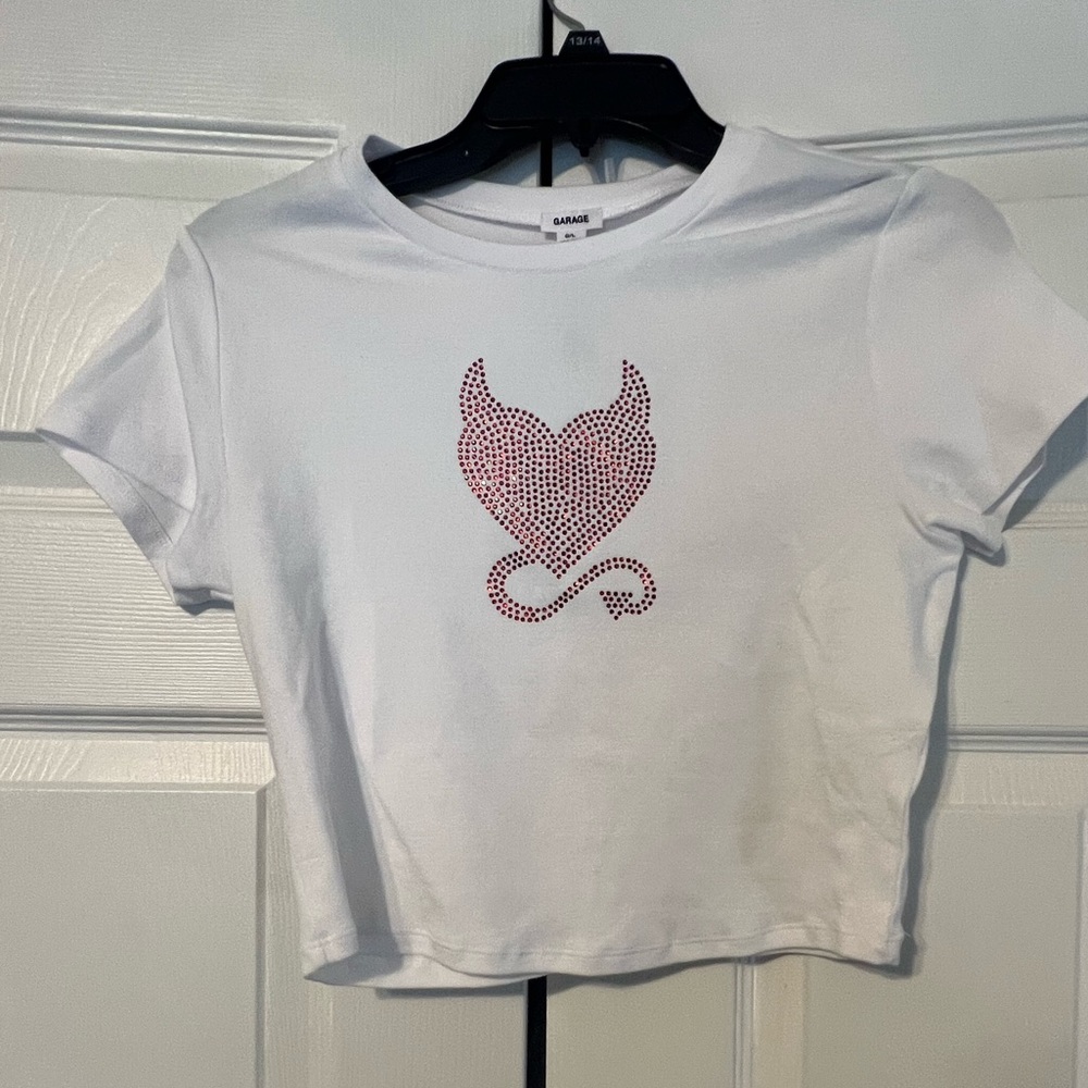 Garage Bejeweled heart devil Baby tee NWT